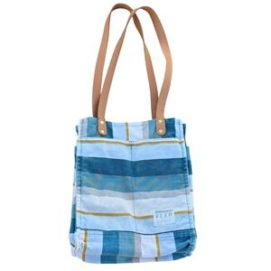 FEED Projects Coastal Stripe Canvas Market Tote Bag 25x10